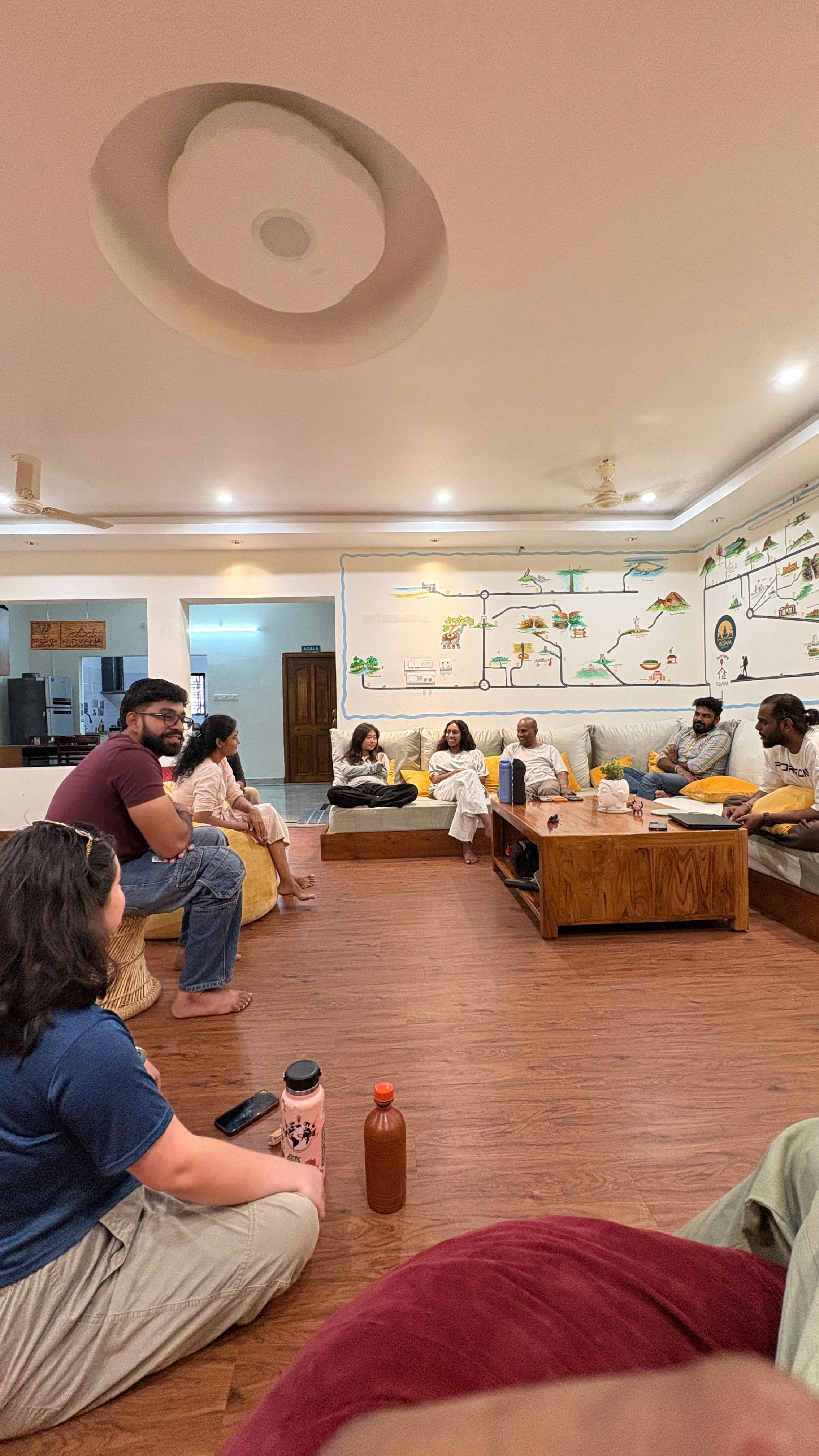 Guests hanging out across the common room